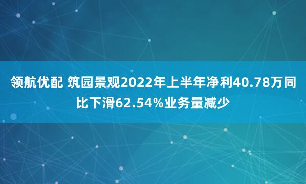 领航优配 筑园景观2022年上半年净利40.78万同比下滑62.54%业务量减少